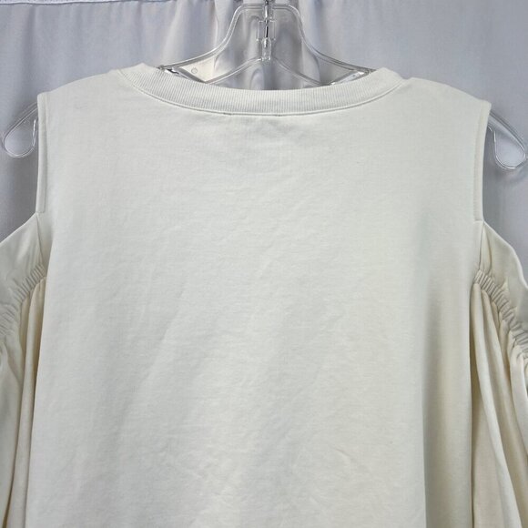 1. State Women’s Cold Shoulder Off White Sweatshirt Size Medium Long Sleeve - Picture 6 of 9